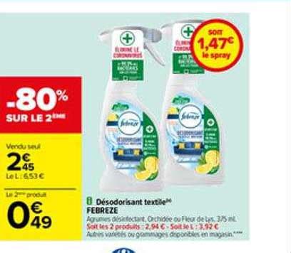 Promo Désodorisant Textile Febreze chez Carrefour iCatalogue fr