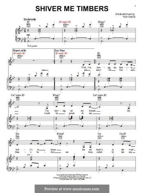 Shiver Me Timbers By T Waits Sheet Music On Musicaneo