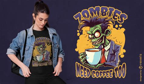 Zombie Drinking Coffee T Shirt Psd Psd Editable Template