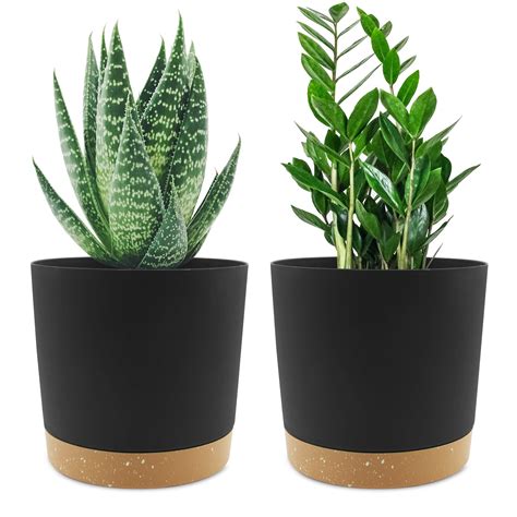 Qcqhdu Pack Inch Black Plastic Indoor Planters With Drainage