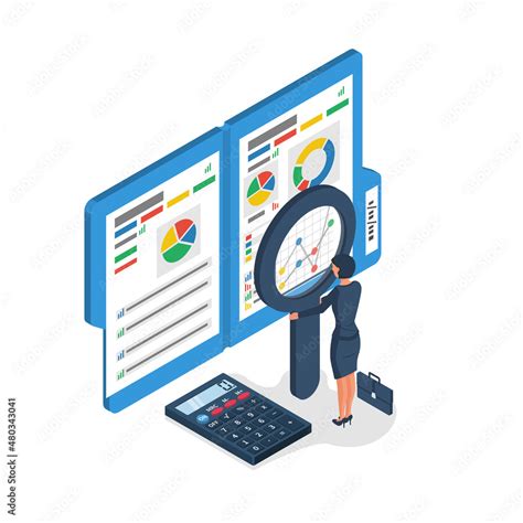 Stockvector Auditing Concepts Auditor With Magnifying Glass In Hand