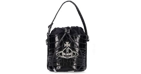 Vivienne Westwood Small Daisy Patent Leather Bucket Bag In Black Lyst