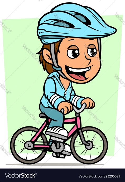 Cartoon Brunette Girl Character Riding On Bicycle Vector Image