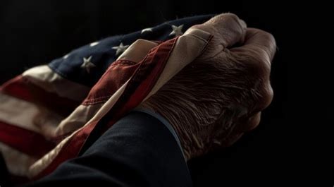 A Man Holding A Flag That Says Quot Us Flag Quot Premium Ai Generated