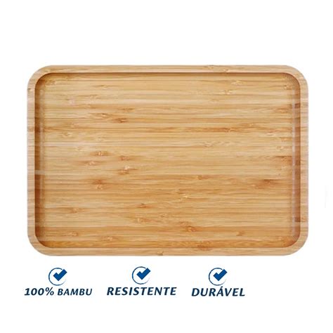 Petisqueira De Bambu Bandeja Retangular 14x24 Dolce Home