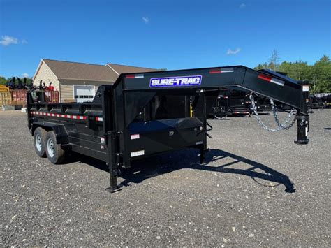 2023 Sure Trac 7x14 Powder Coated 14K Gooseneck Dump Trailer W Tarp