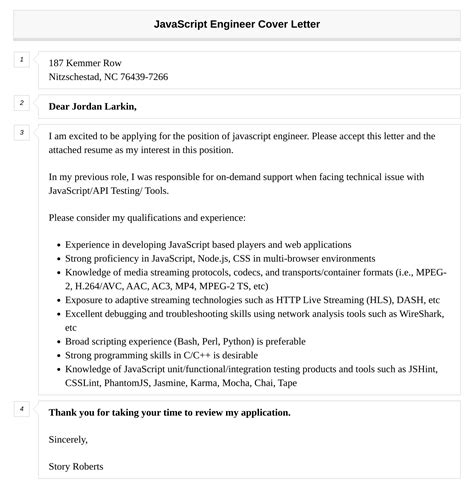 Javascript Engineer Cover Letter Velvet Jobs