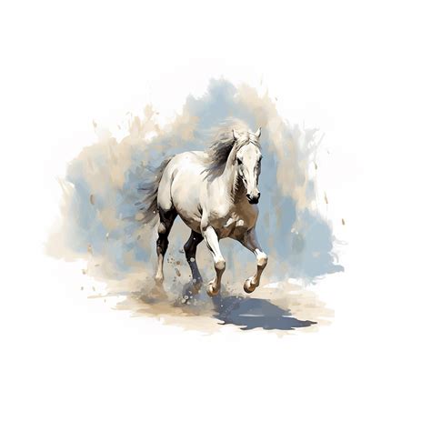 Premium Photo | Painting of a white horse running on a white background ...