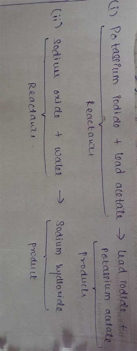 Identify The Reactant And The Product From The Given Chemical Reaction I Potassium Iodide