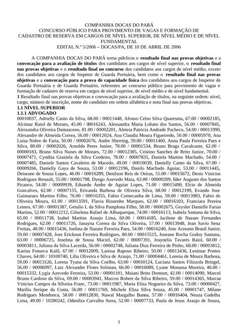 PDF 1 companhia docas do pará concurso público para provimento de