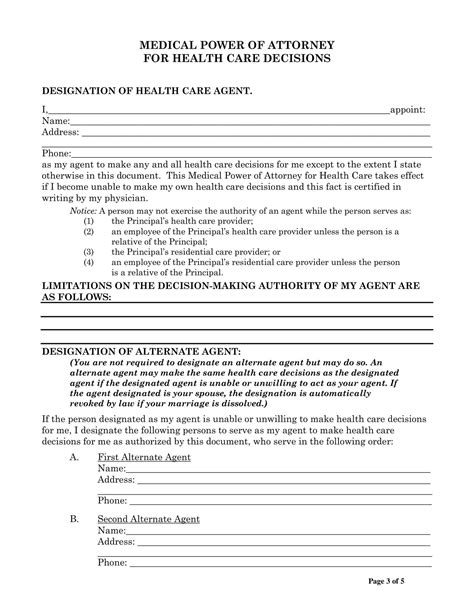 Free Printable Medical Power Of Attorney Templates [PDF, Word]