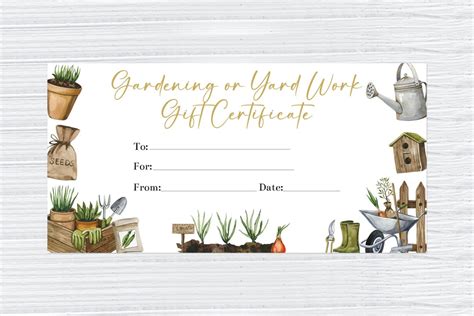 Editable Gardening Or Yard Work Gift Certificate Template Christmas