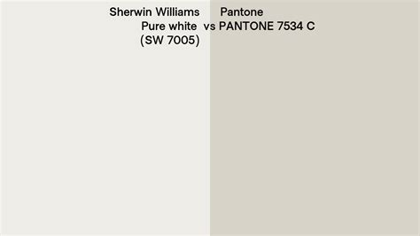 Sherwin Williams Pure White Sw 7005 Vs Pantone 7534 C Side By Side