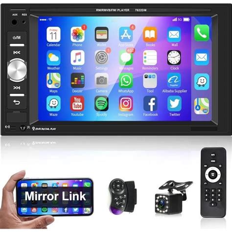 Autoradio 2 Din Avec Bluetooth Mains Libres Lien Miroir 6 2 Pouces HD