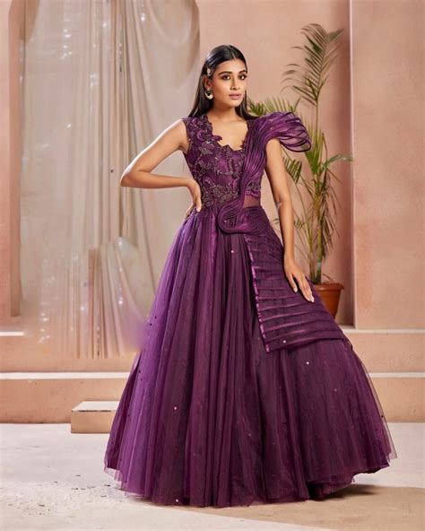 Purple Single Piece Gown Gowns Wedding Attire For Women Ball Gown