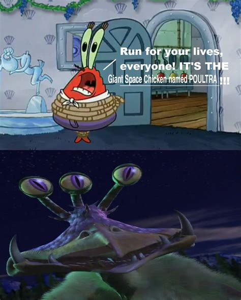 Mr Krabs Running From Poultra By Mrtoonlover83 On Deviantart