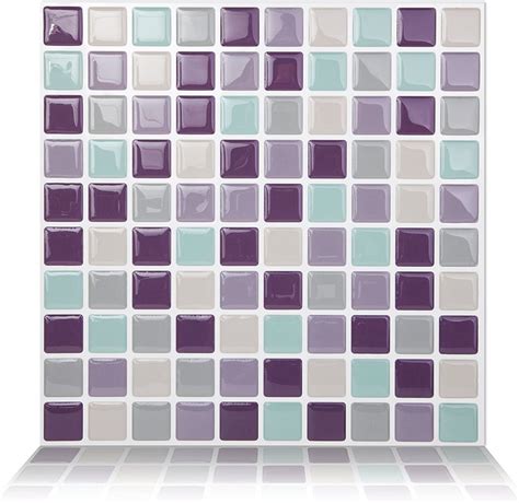 Tic Tac Tiles 3D Peel And Stick Wall Tile Mosaic Violetmint H 25 Cm X