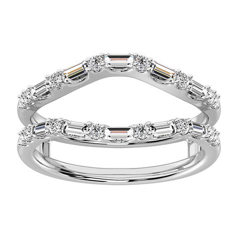 14k White Gold 3 8 Ct Tw Diamond Round And Baguette Set Guard Ring