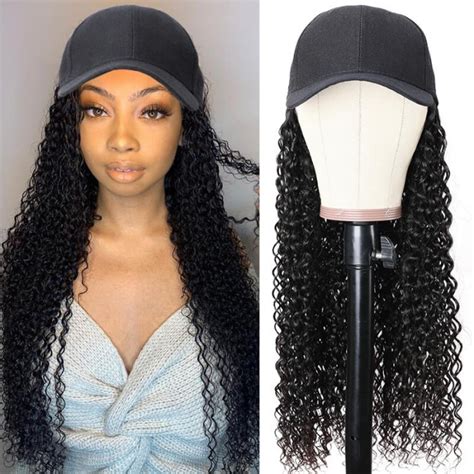 Unice Baseball Cap Wig Hat Curly Wigs Naturally Connect Human Hair Hat