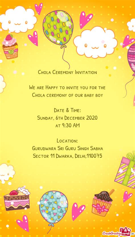 Chola Ceremony Invitation We Are Happy To Invite You Free Cards