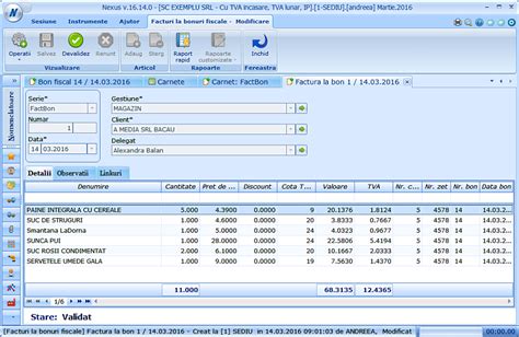 Nexus ERP Generare Factura La Bon Fiscal Din Back Office