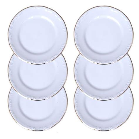 Jogo 6 Pratos Sobremesa Pomerode Filete Ouro Schmidt Porcelanas