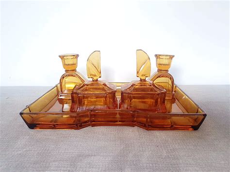 Amber Glass Dressing Table Set Anna S Art Deco