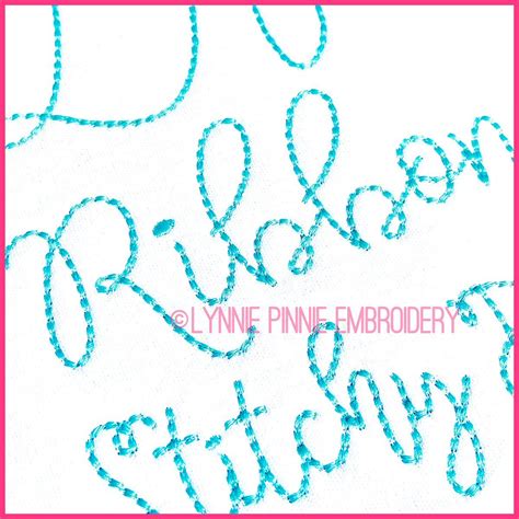 Ribbon Stitchy Hand Stitch Style Font Uppercase & Lowercase Font DIGITAL Embroidery Machine File ...