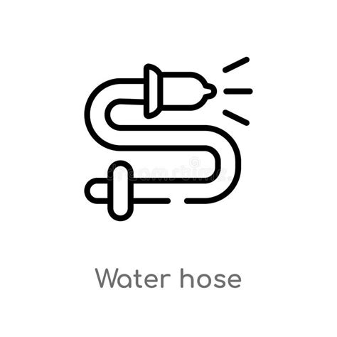 Outline Water Hose Vector Icon Isolated Black Simple Line Element