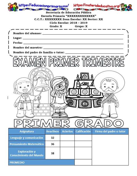 Examen Del Primer Grado Del Segundo Trimestre Del Ciclo Escolar 2018 2019 En 2020 Primer