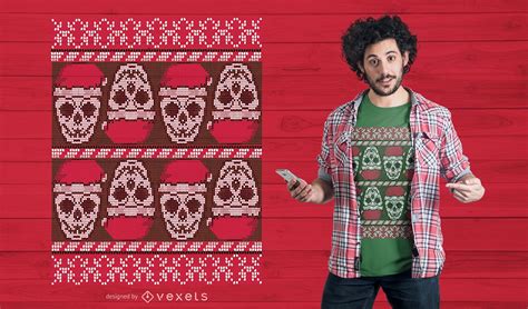 Ugly Sweater Skulls T-shirt Design Vector Download