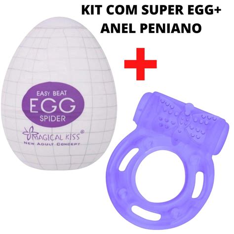 Kit Ovo Masturbador Masculino Super Egg Spider Super Macio Anel