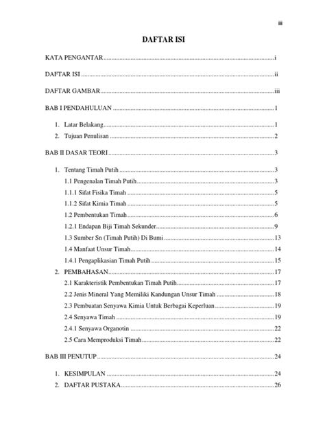 Contoh Sederhana Daftar Isi Makalah Ta