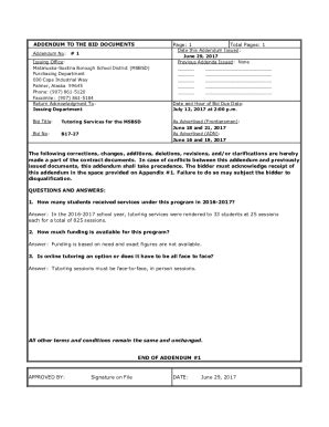 Fillable Online ADDENDUM TO THE BID DOCUMENTS This Fax Email Print