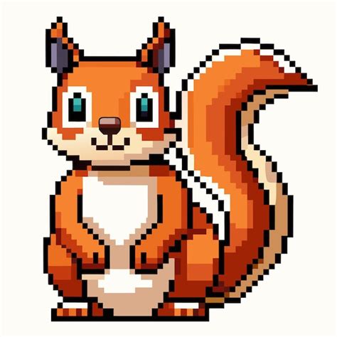 Pixel Art Squirrel Character Cute Pixelated Retro Animal Graphic In 8