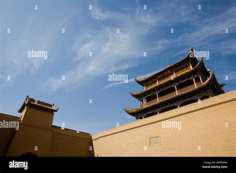 JiaYu Pass City Tower and the Great Wall Stock Photo - Alamy