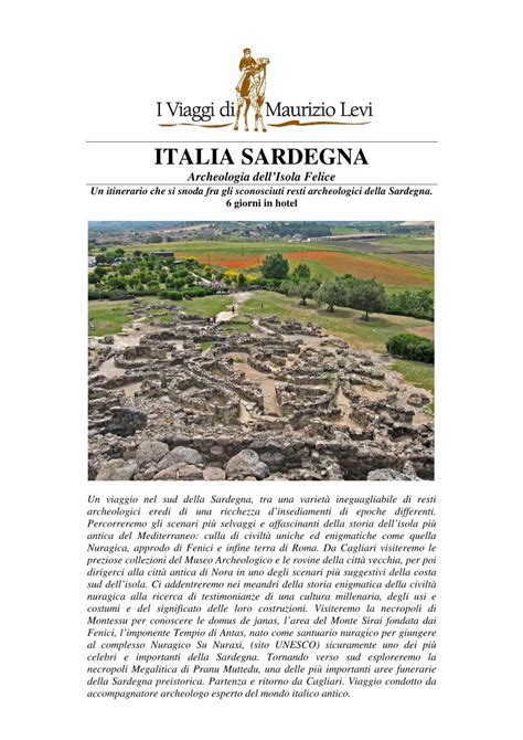 PDF ITALIA SARDEGNA Archeologia Dell Isola Felice 6 Gg Monte