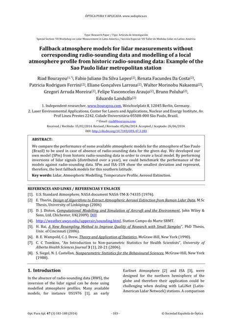 PDF Fallback Atmosphere Models For Lidar Measurements Without