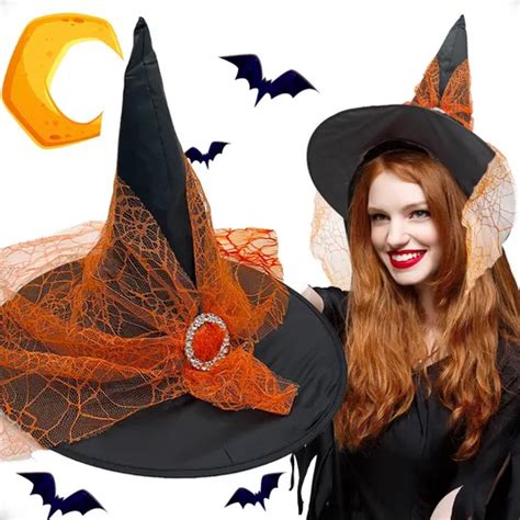 Sombrero Bruja Naranja Tul Accesorio Disfraz Halloween MercadoLibre