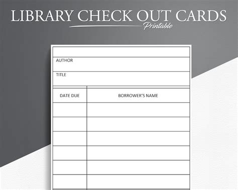 Printable Library Checkout Cards Digital Download Library Etsy