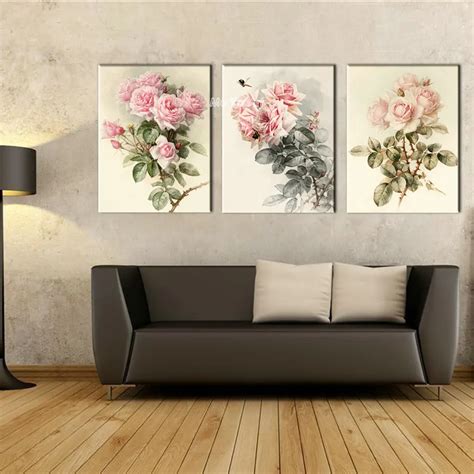 Triptych canvas prints modern Girly flower painting set supplier ...