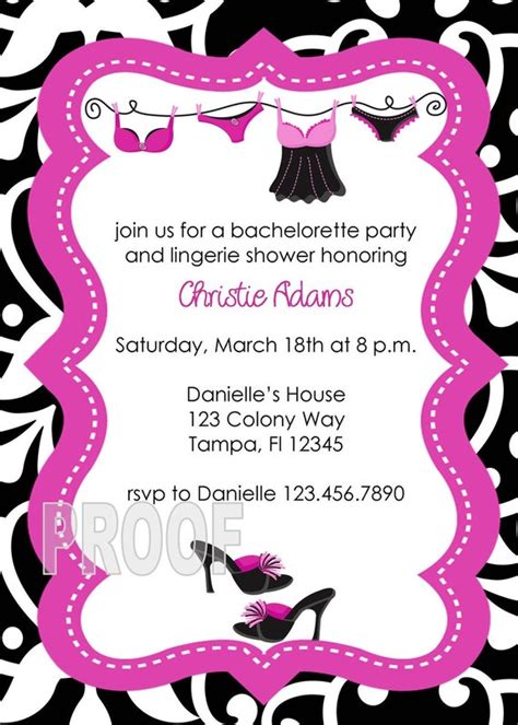 Custom Lingerie Bridal Shower And Or Bachelorette Invitations By