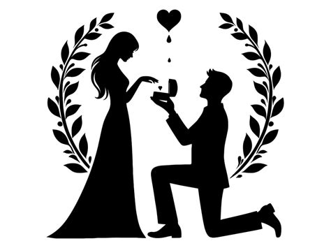 Floral Marriage Proposal Silhouette Logo Template Png Vector In Svg