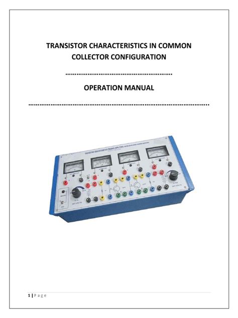 (CC) Transistor Characteristics in Common Collector Configuration | PDF | Bipolar Junction ...