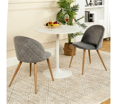 Lot de 2 chaises de salle à manger scandinaves en velours gris hauteur