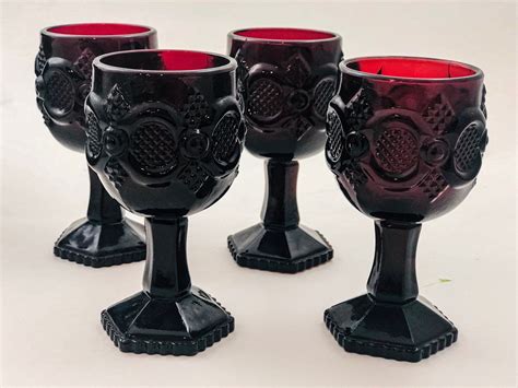 Avon Cape Cod Ruby Red Cordial Glasses Set Of Etsy In