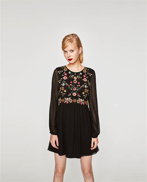 Image 2 Of Embroidered Dotted Mesh Dress From Zara Mesh Dress