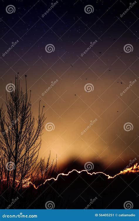 Fantasy twilight scenery stock image. Image of brilliant - 56405251