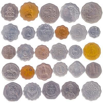 10 COINS WITH UNUSUAL SHAPES AND FORMS: SQUARE, HEPTAGON, SCALLOPED ...