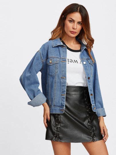 Drop Shoulder Denim Jacket Diy Denim Jacket Long Sleeve Denim Jacket Casual Chic Outfit